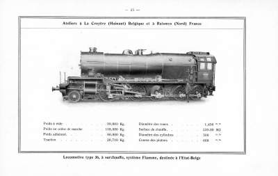 <b>Locomotive type 36, à surchauffe, système Flamme</b><br>destinée à l'Etat Belge